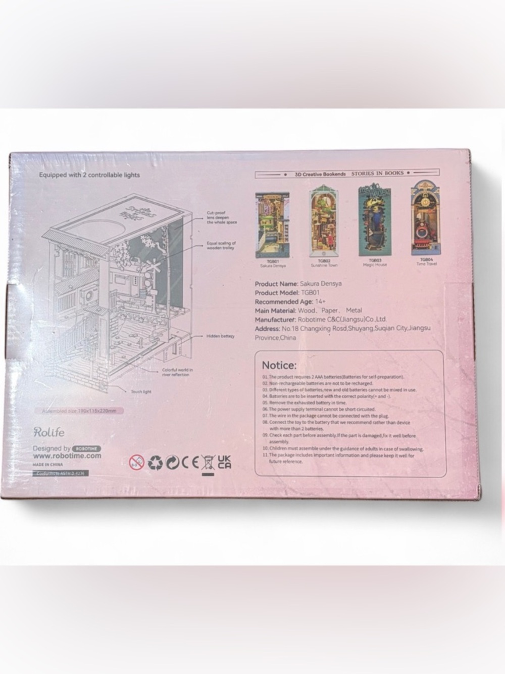 Rolife Sakura Densya Book Nook Kit TGB01 DIY 3D Bookend LED New Robotime Sealed - Picture 4 of 10